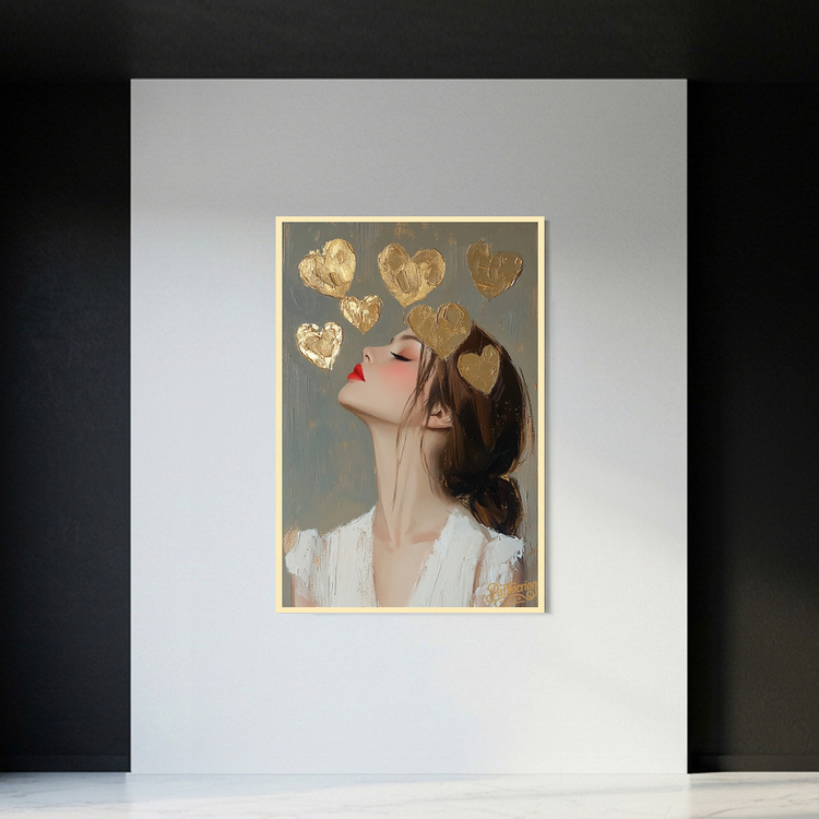 입맞춤의 기도 그림 액자 팝아트 인테리어소품 아름다운 여인그림 골드하트액자 감성적인 무드 거실 침실 인테리어 이미지