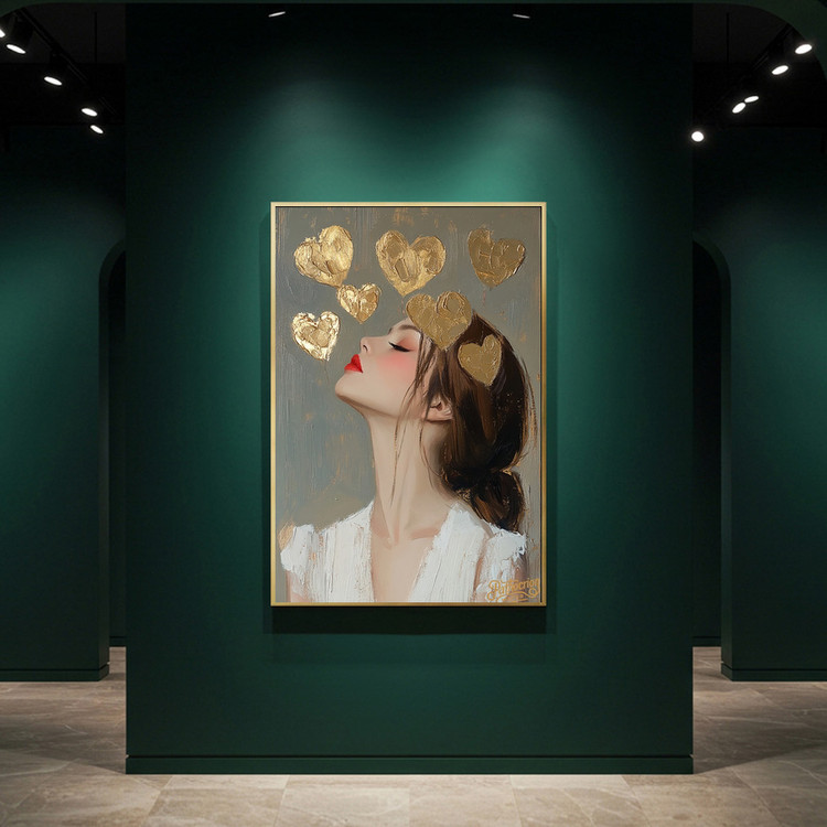 입맞춤의 기도 그림 액자 팝아트 인테리어소품 아름다운 여인그림 골드하트액자 감성적인 무드 거실 침실 인테리어 이미지