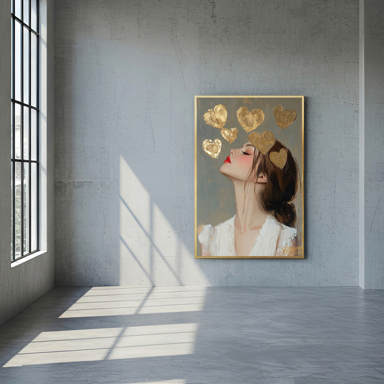 입맞춤의 기도 그림 액자 팝아트 인테리어소품 아름다운 여인그림 골드하트액자 감성적인 무드 거실 침실 인테리어 이미지