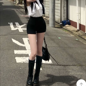 쫀득핏 베이직 스판 쫀쫀 핏 하이웨스트 반바지 (L) 이미지