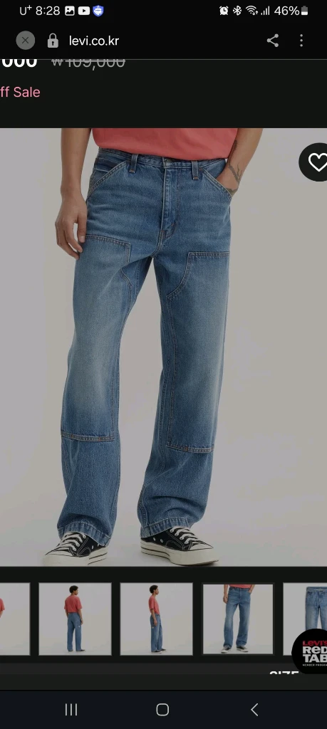Levis 리바이스 568 루즈 스트레이트 더블니 카펜터 중청 팬츠 30인치 기장 30인치 택포 39,000원 이미지