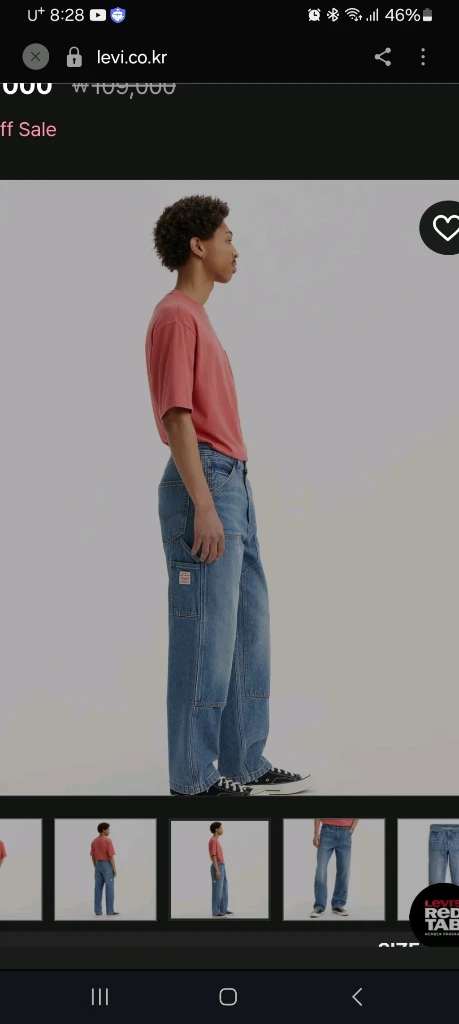 Levis 리바이스 568 루즈 스트레이트 더블니 카펜터 중청 팬츠 30인치 기장 30인치 택포 39,000원 이미지
