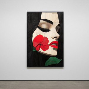 그림액자 침묵의 열매 그림 액자 팝아트 인테리어소품 여성얼굴 꽃그림 대형 거실액자 감성 무드 집들이선물 이미지