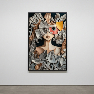 나뭇잎의 자화상 그림 액자 팝아트 인테리어소품 신비로운 나뭇잎 여인 그림액자 거실 침실 공간 인테리어 대형 아트포스 이미지
