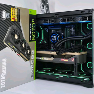 (새제품 수랭 블랙)9800X3D,RTX5070Ti, 32GB,1000W,수랭쿨러,방송게이밍컴퓨터본체 이미지