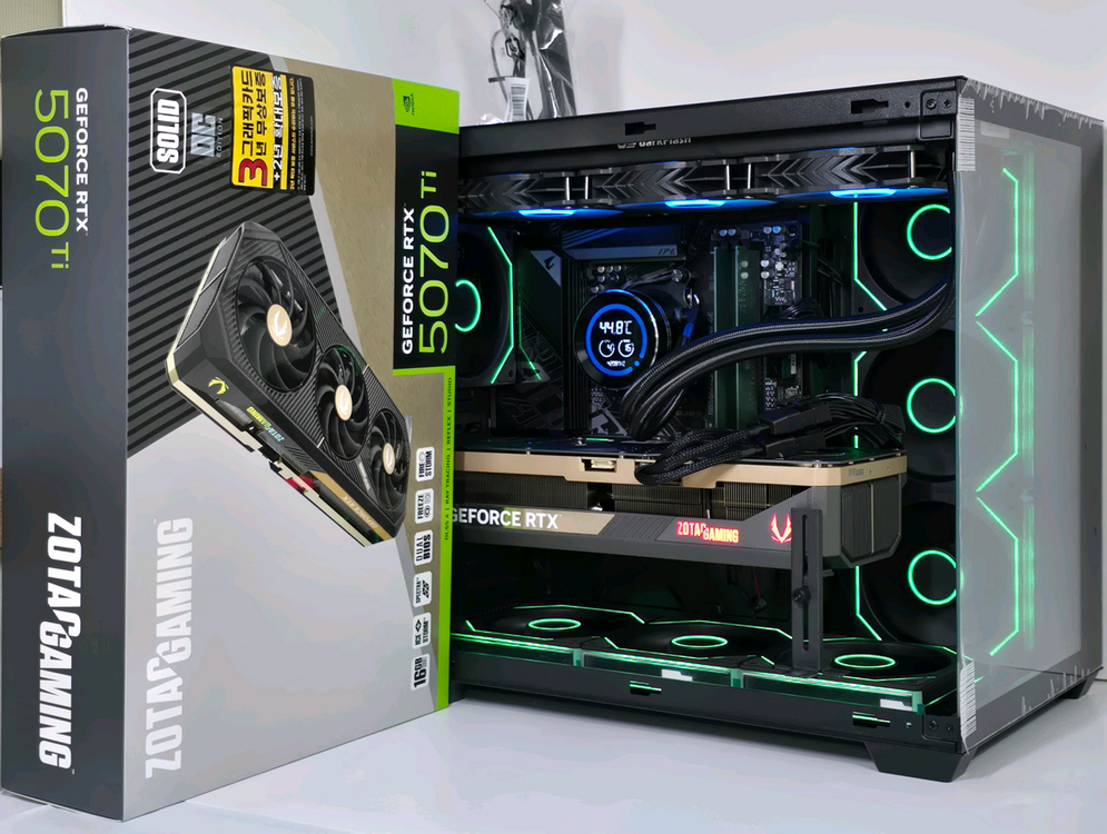 (새제품 수랭 블랙)9800X3D,RTX5070Ti, 32GB,1000W,수랭쿨러,방송게이밍컴퓨터본체 이미지