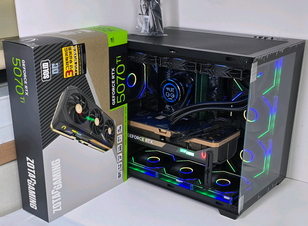 (새제품 수랭 블랙)9800X3D,RTX5070Ti, 32GB,1000W,수랭쿨러,방송게이밍컴퓨터본체 이미지
