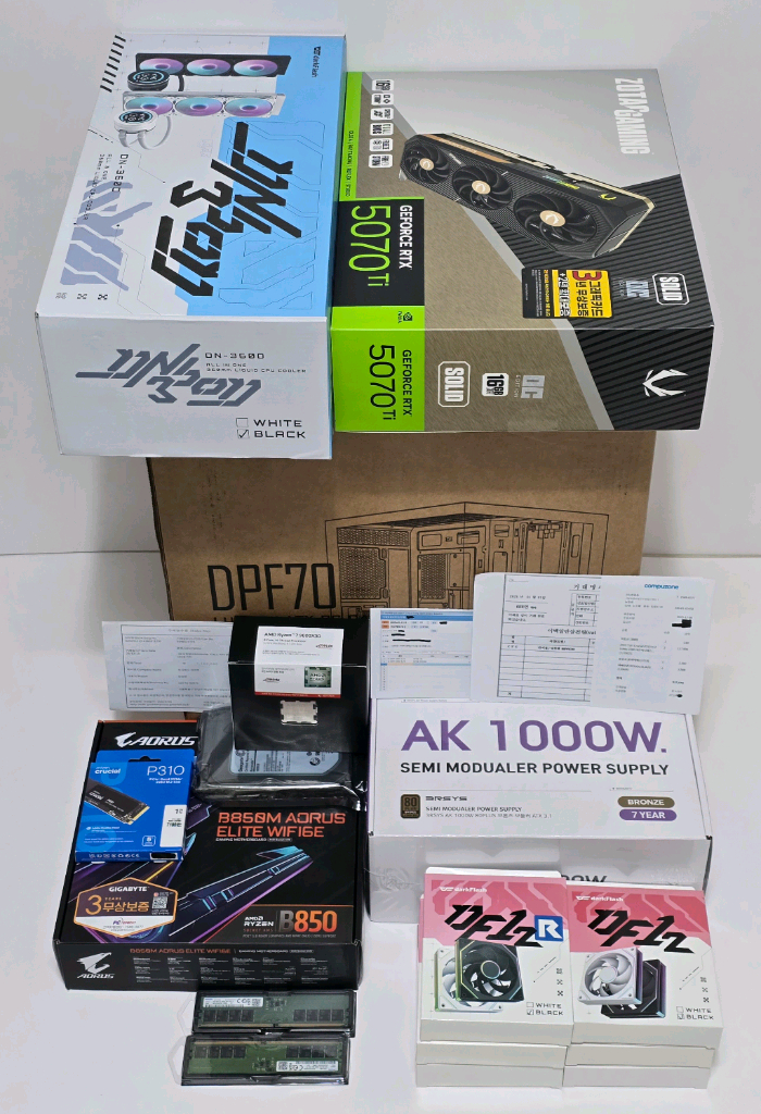 (새제품 수랭 블랙)9800X3D,RTX5070Ti, 32GB,1000W,수랭쿨러,방송게이밍컴퓨터본체 이미지