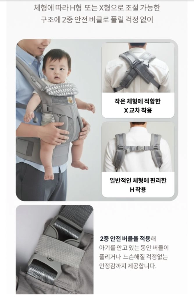 루루루드림 신생아 아기띠 올인원 그레이 개봉 새제품 이미지