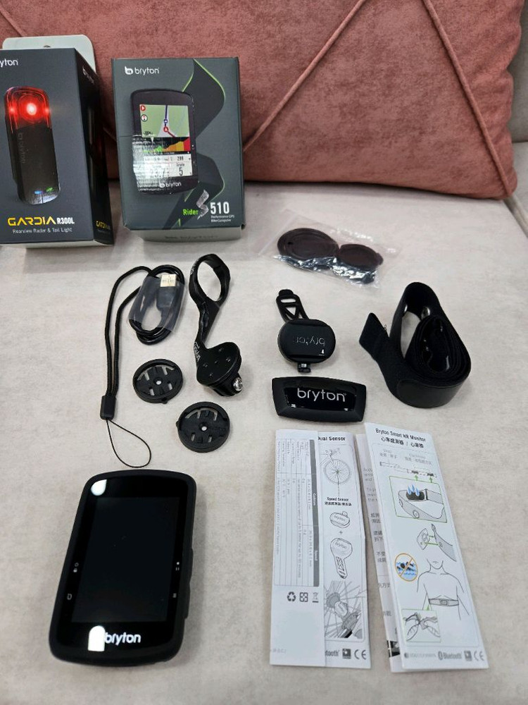 브라이튼 S510 로드자전거 네비게이션 속도계 번들셋 가디아R300L후방센서레이더 후미등 이미지