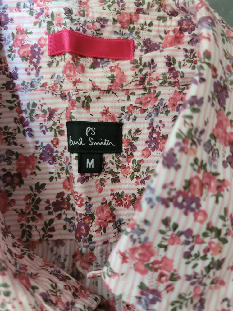 폴스미스(Paul Smith)PS라인 하와이안 플라워 알로하 셔츠 연분홍 택M(실측M-L) 일본산 거의새것같은컨디션 이미지
