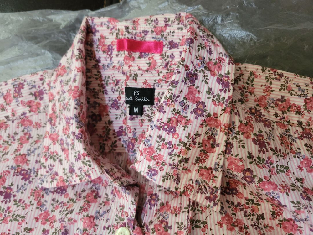 폴스미스(Paul Smith)PS라인 하와이안 플라워 알로하 셔츠 연분홍 택M(실측M-L) 일본산 거의새것같은컨디션 이미지