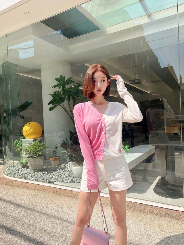 제이지쇼룸 엉넬 디디 하프 가디건(핑크)새상품 이미지