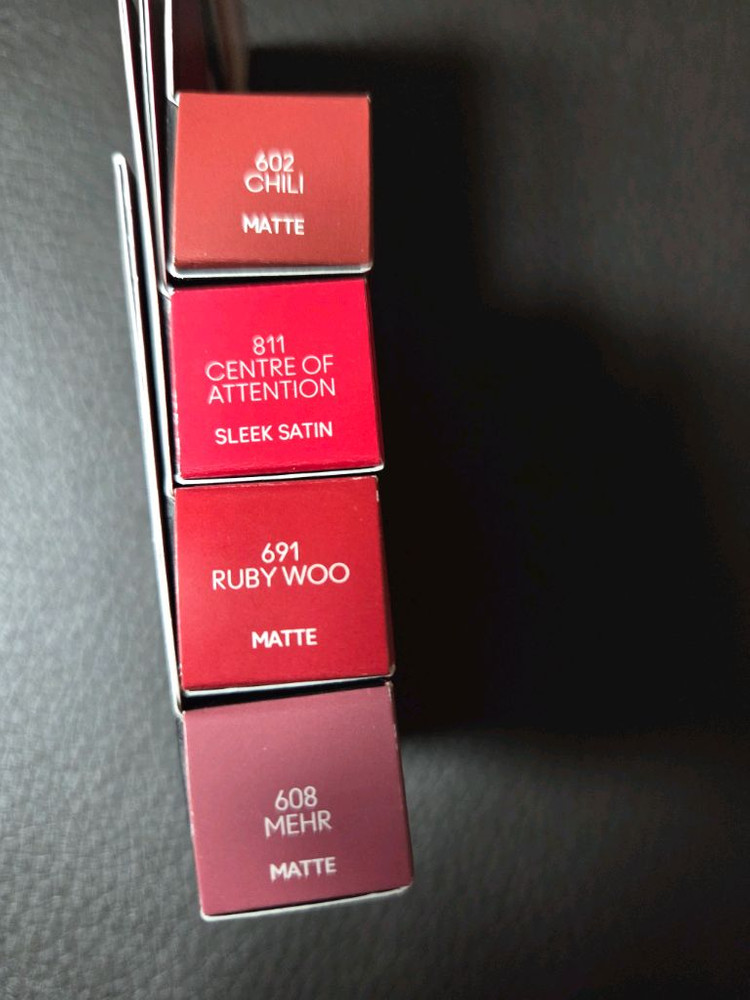 맥 mac 미니립스틱 칠리, 루비우, 미어, 센터오브어텐션 이미지
