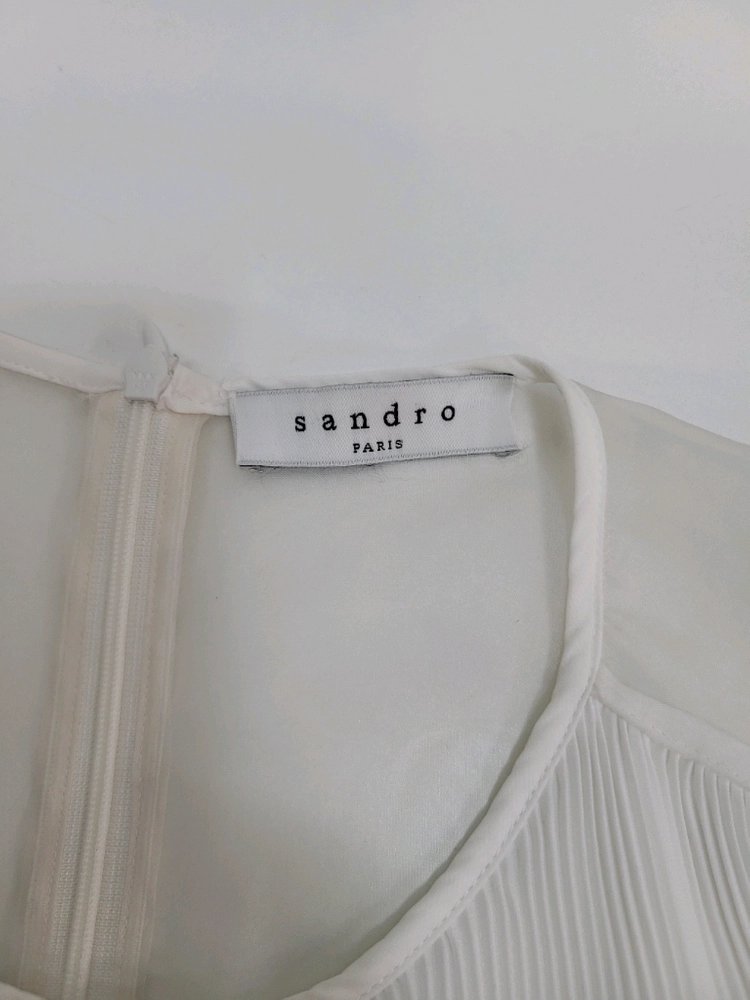 sandro 산드로 플리츠 레이어드 슬리브리스 블라우스 / 여 1 화이트 이미지