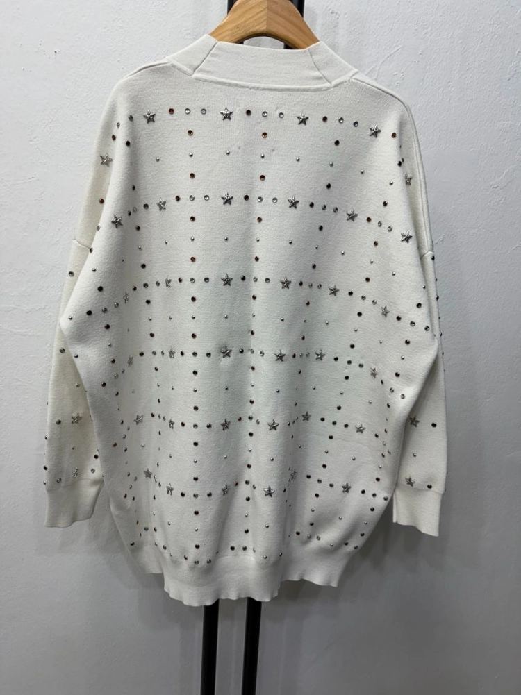 정품) 산드로 여성 오버핏 스터드 장식 가디건 1 이미지