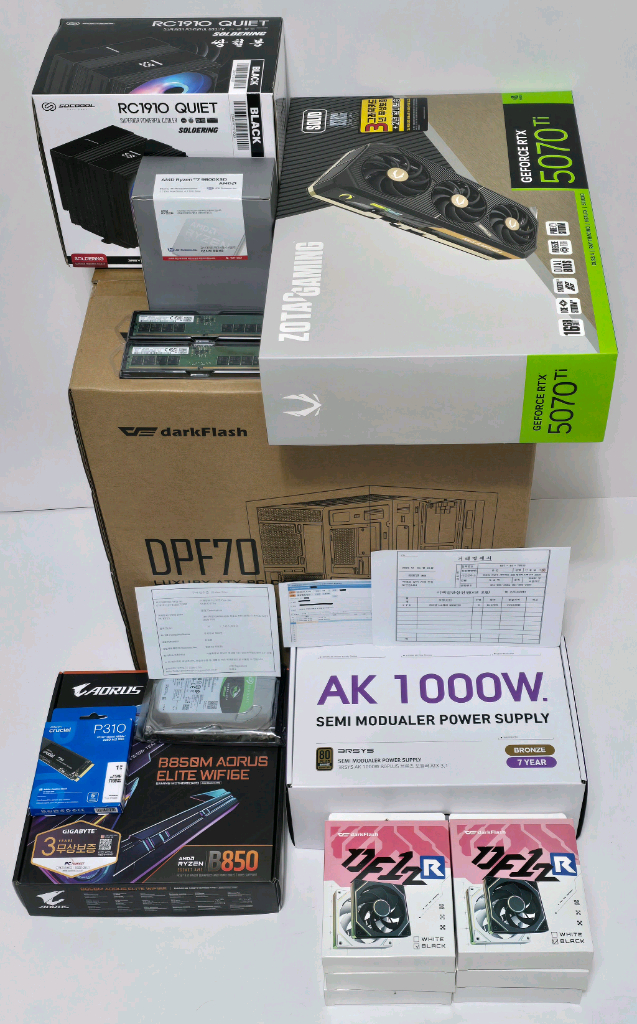(새제품 반본체 공랙 블랙)9800X3D, 16GB, 1000W, 공랭최강, 방송게이밍컴퓨터본체 이미지