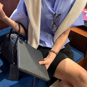 유메르 반셔츠 크롭 블루 이미지