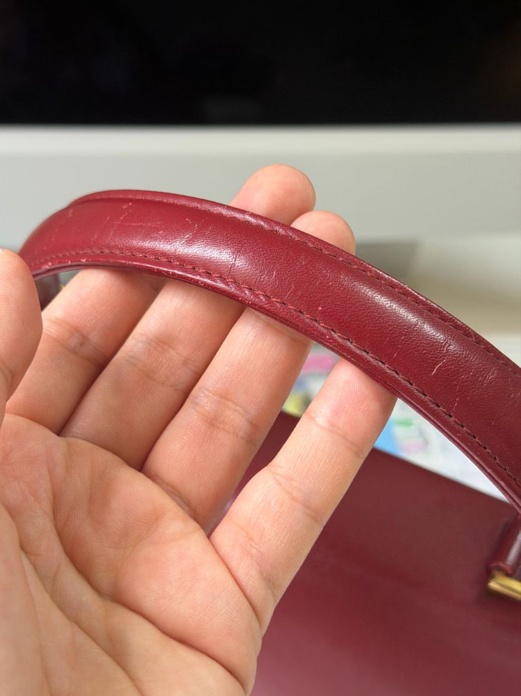 피에르 발망 여성 토트백 버건디 핸드백 가방 빈티지 이미지