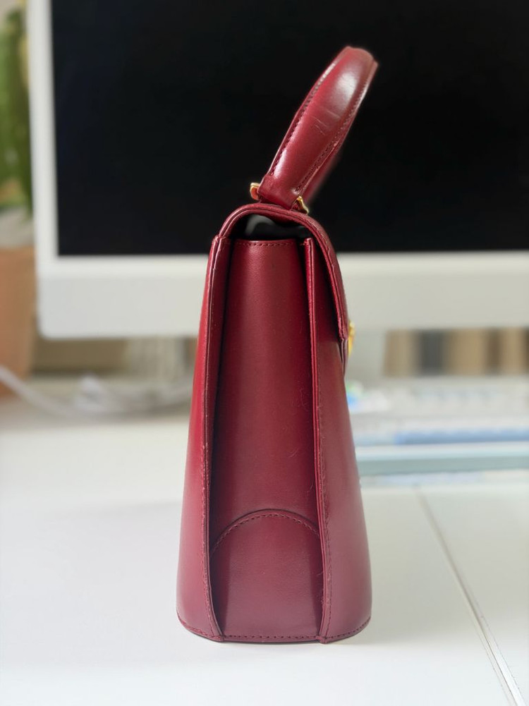 피에르 발망 여성 토트백 버건디 핸드백 가방 빈티지 이미지