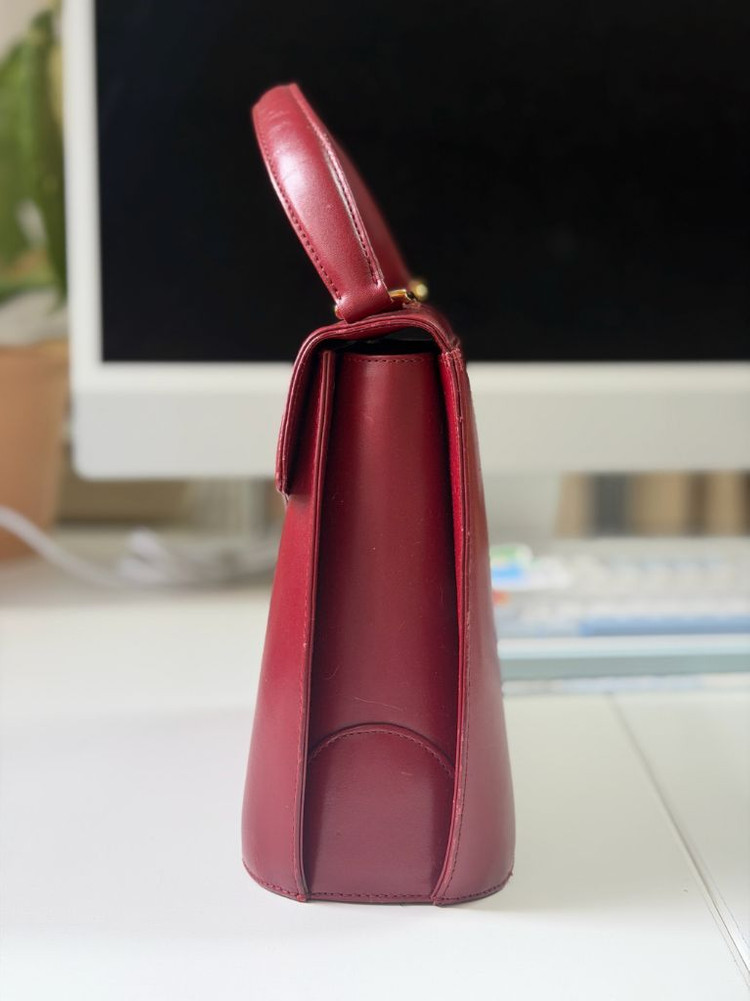 피에르 발망 여성 토트백 버건디 핸드백 가방 빈티지 이미지