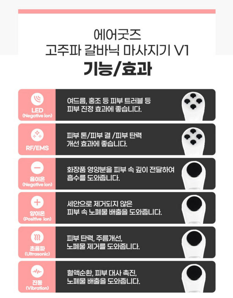 에어굿즈 고주파 갈바닉 마사지기 V1 이미지