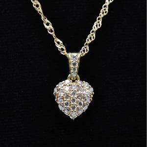 천연 다이아몬드 하트 풀파베 펜던트 목걸이 18k 금목걸이 이미지