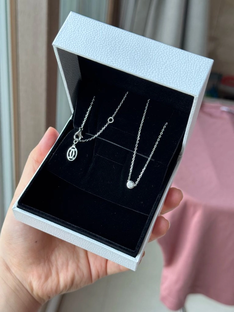 다무르st 라지 14k 랩다이아 화이트골드 목걸이 이미지