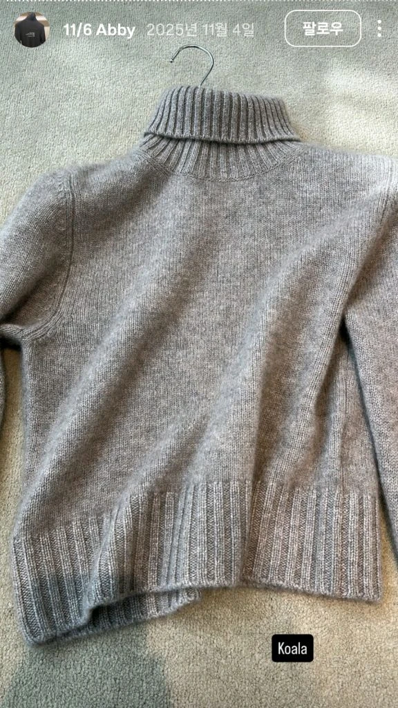 식스앤어하프 터틀넥캐시미어 코알라 m사이즈 ABBY TURTLENECK SWEATER - KOALA 이미지