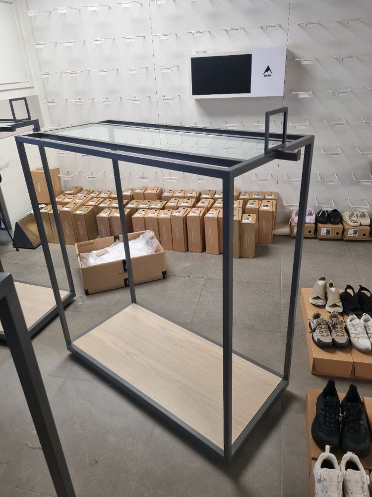 중고양면행거 옷가게 선반 이동식 철재행거 이미지