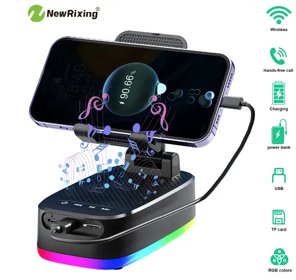 (새상품)휴대폰 거치대 블루투스 스피커 rgb 조명 이미지