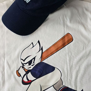 롯데자이언츠 네이비 볼캡 58cm + 면티 M (새상품) 이미지