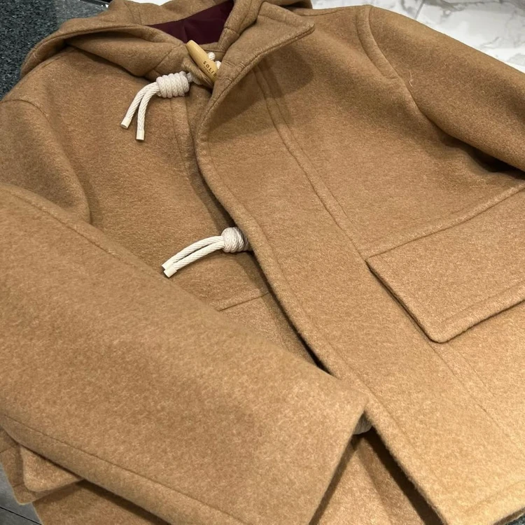 솔리드옴므 22fw 베이지 하프 더플 후드 코트 50사이즈 이미지