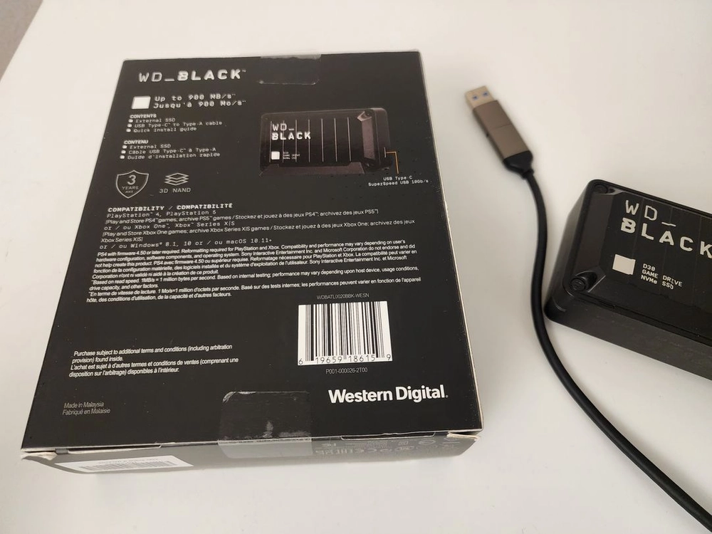 WD BLACK D30 2TB 게임 드라이브 외장 SSD 이미지