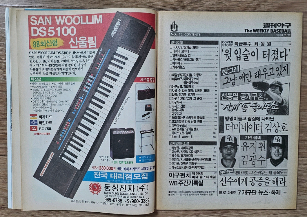 1988년 통권 70호 주간야구 이미지