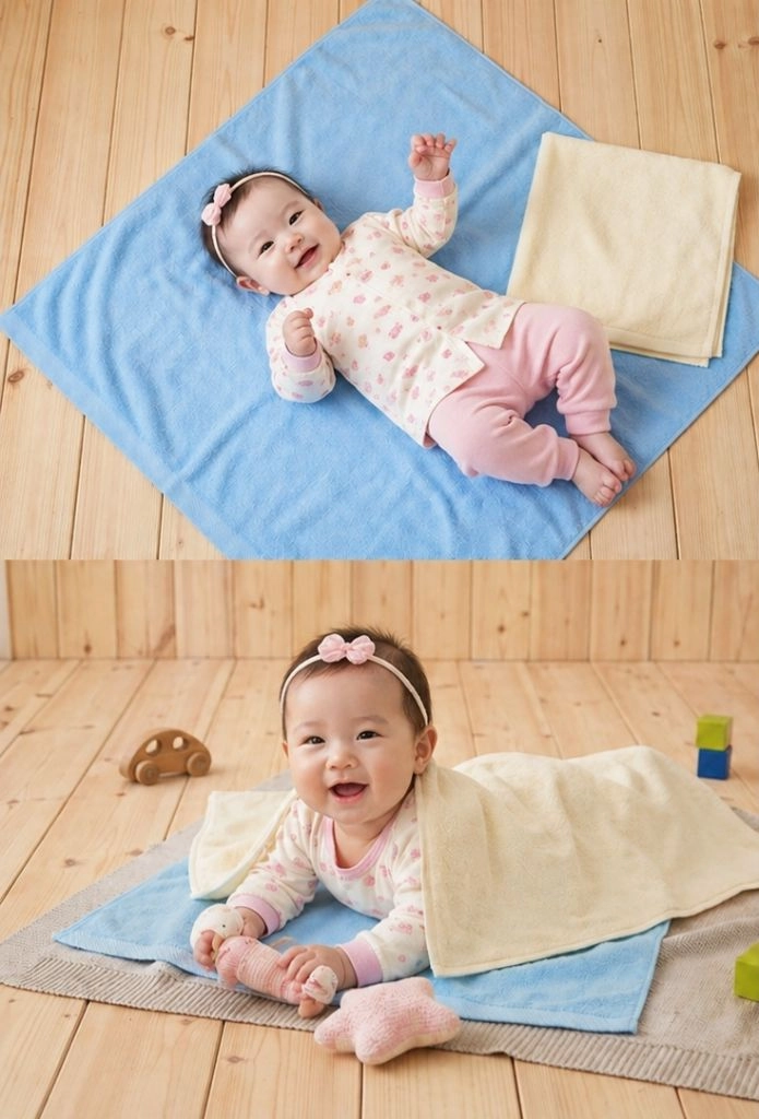 신생아사각타월 속싸게 미사용2장 이미지
