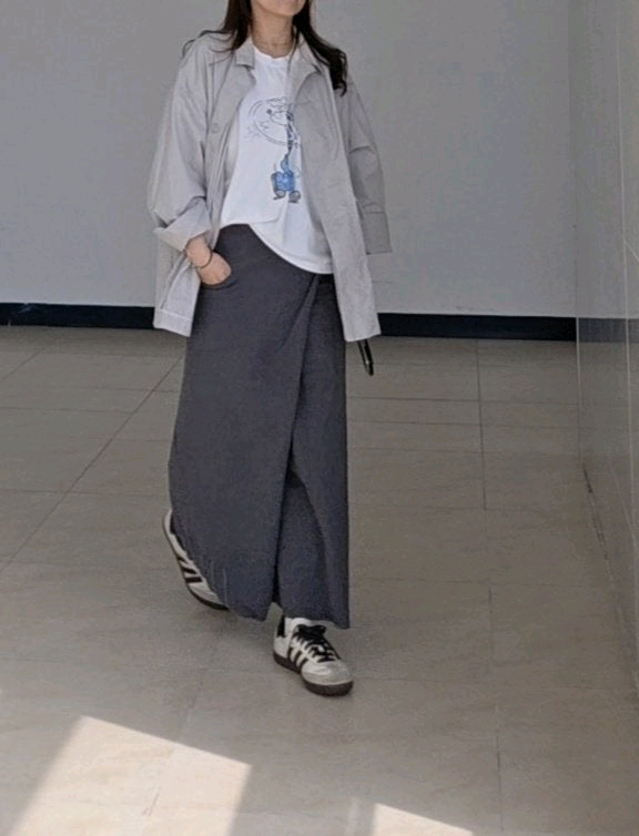넬 스티치 스컷(차콜) 이미지
