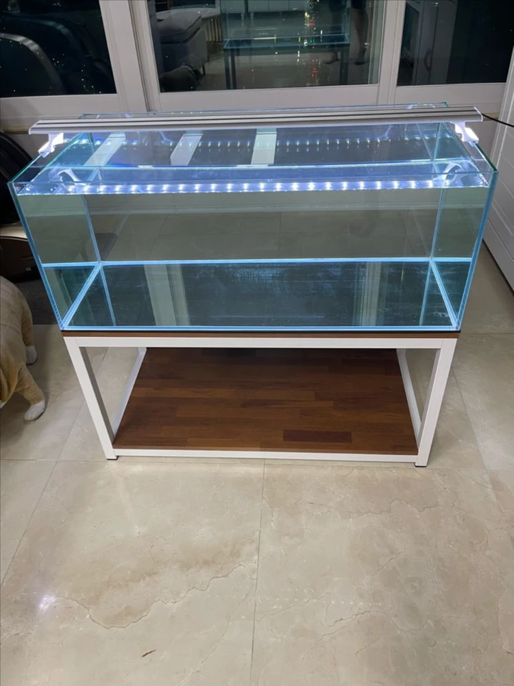 (경기 북부) 3자 광폭 수조 90x45x45 8T + 프리미엄 멀바우 축양장 어항 받침대 뚜껑 세트 S급 판매 이미지