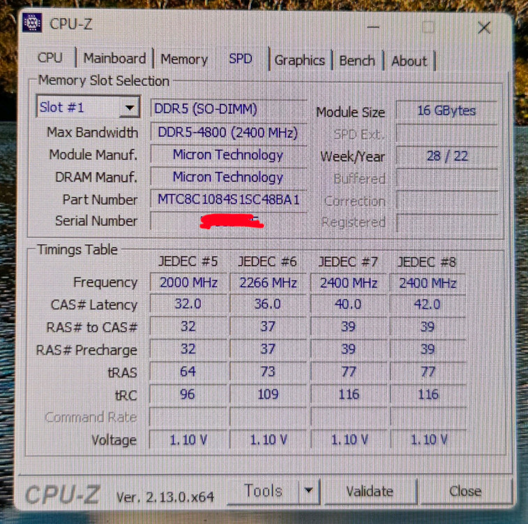 마이크론 노트북용 램 DDR5 16GB 4800 1개 판매 합니다. 이미지