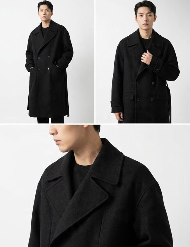 [48] 준지 20fw 남성 핸드메이드 울 맥시 오버핏 더블 코트 블랙 이미지