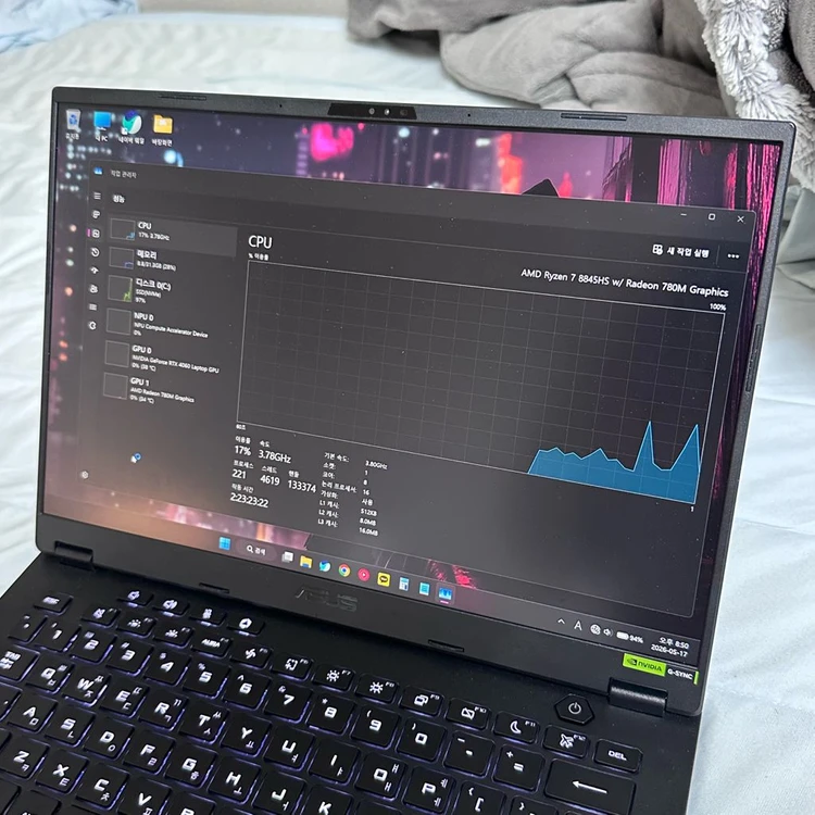 ASUS TUF Gaming A14 /RTX 4060/램 32GB/ Ryzen 7 8845HS 아수스 게이밍 노트북 이미지