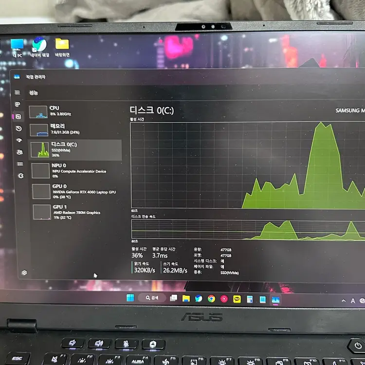 ASUS TUF Gaming A14 /RTX 4060/램 32GB/ Ryzen 7 8845HS 아수스 게이밍 노트북 이미지