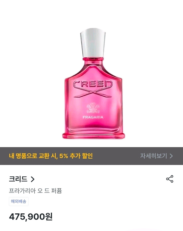 크리드 프라가리아 오드퍼퓸 100ml 여성향수 미개봉 새상품 쇼핑백 이미지