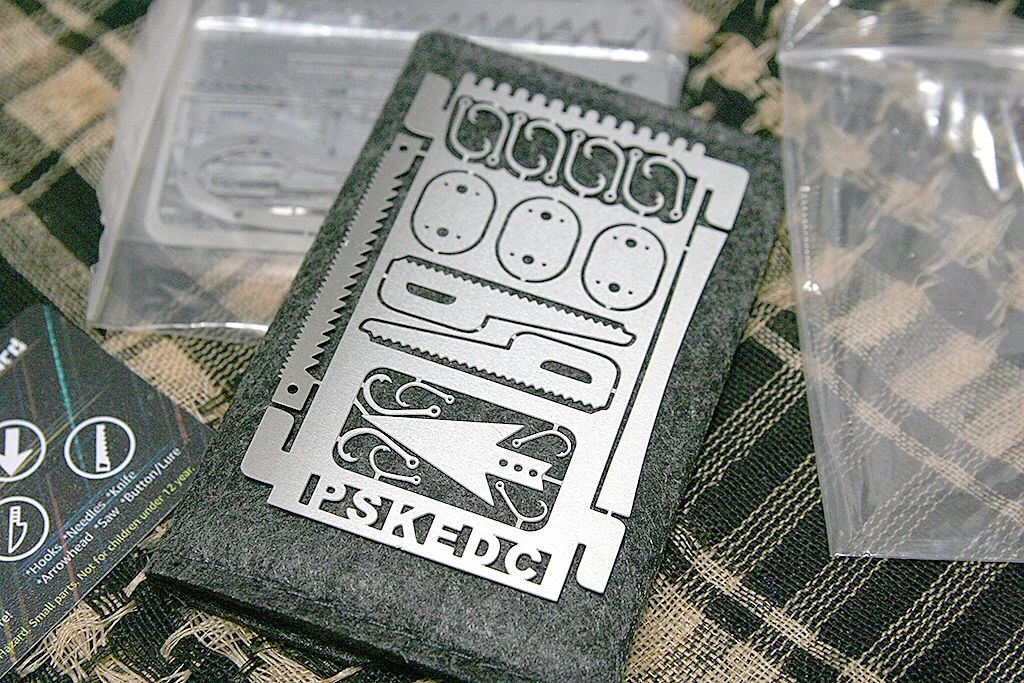 PSKOOK 서바이벌 카드 4P 세트 (미사용, EDC, 부시크래프트, 낚시, 캠핑, 등산, 비상용) 이미지