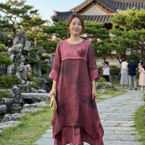 천연염색 인견 과 모시 원피스 이미지