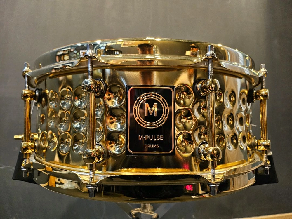 (소리링크 첨부)M-PULSE 의 골드 메탈 스네어드럼 (새상품) 이미지