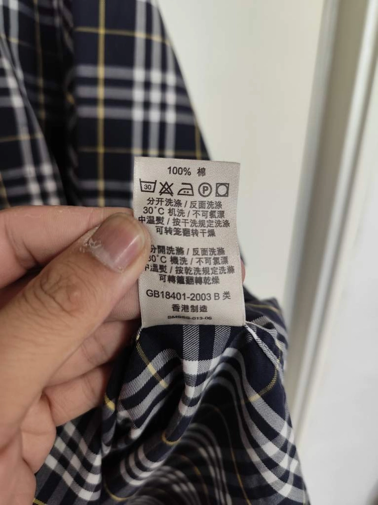 L 버버리 오버핏 네이비 클래식 체크 코튼 셔츠 이미지