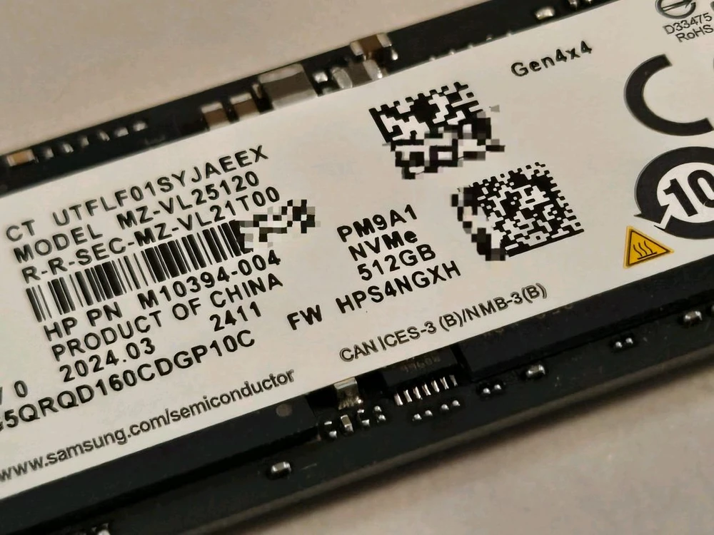 중고 삼성 PM9A1 512GB NVMe PCIe 4.0 SSD (크리스탈 디스크 인포 첨부) 이미지