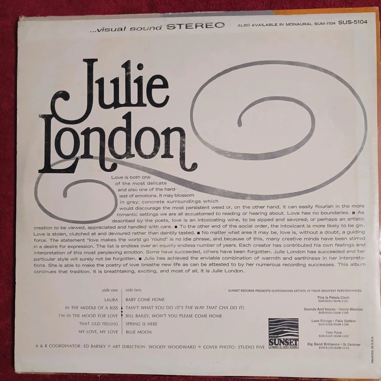 Julie london LP 2장 이미지