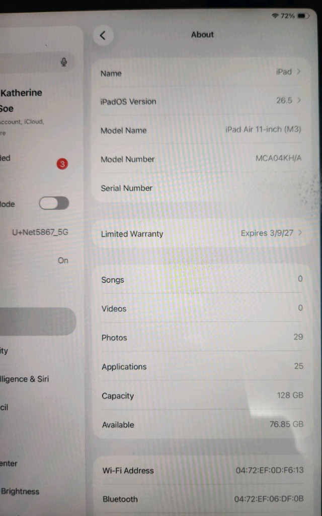 아이패드 에어 11인치 m3 wifi 128 gb 스그 팝니다 이미지
